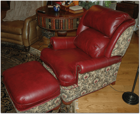 Redleather Chair Ot Re-Upholstry