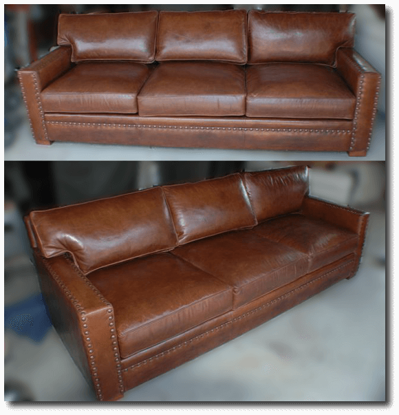 Restored Brown Leather Sofa