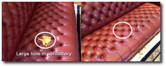 hole in upholstery